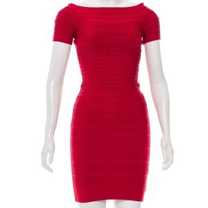 Herve Leger Red Mini Bandage Dress